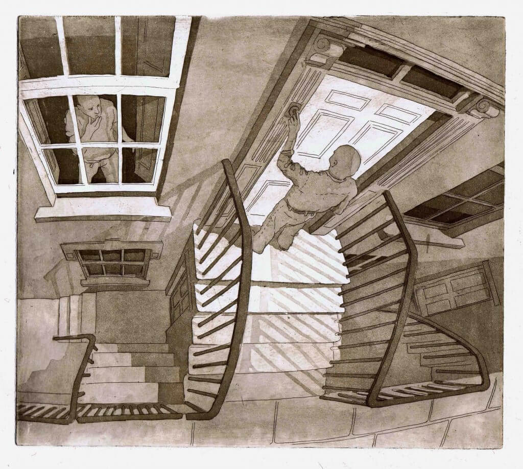 Stairwell Etching Visitor 1